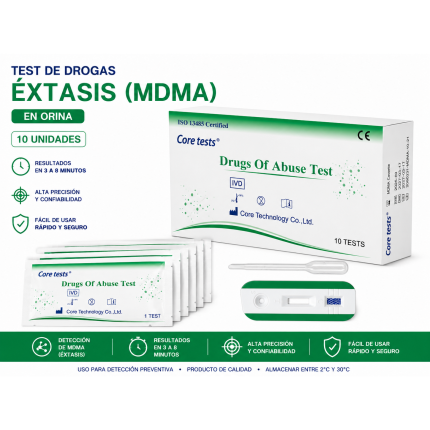 Test de Éxtasis MDMA en Orina – 10 Unidades